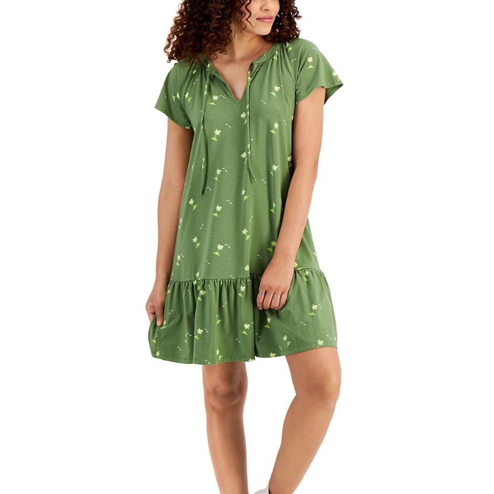 Flutter-Sleeve Printed Dress